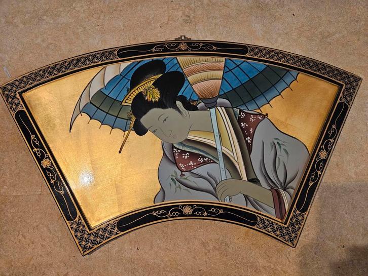 Japans Wandbord / paneel met Geisha, Antiek en Kunst, Kunst | Niet-Westerse kunst, Ophalen of Verzenden