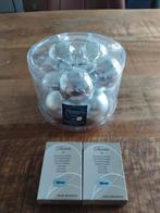 Kerstballen zilver glas en 100 zilveren kersthaankjes, Diversen, Kerst, Ophalen of Verzenden, Nieuw