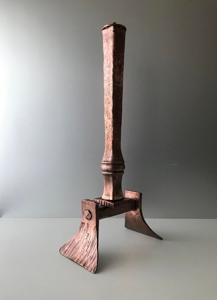Brutalist copper floor lamp silence of the lamps, Ophalen, Gebruikt, Mid century classic vintage design, Minder dan 100 cm