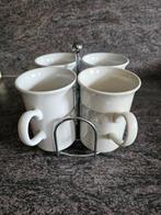 4 koffie mokken met standaard, Ophalen of Verzenden, Zo goed als nieuw, Overige stijlen, Kop(pen) en/of Schotel(s)