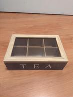 6 vaks theedoos grijs hout, Overige materialen, Gebruikt, Overige typen, Ophalen of Verzenden