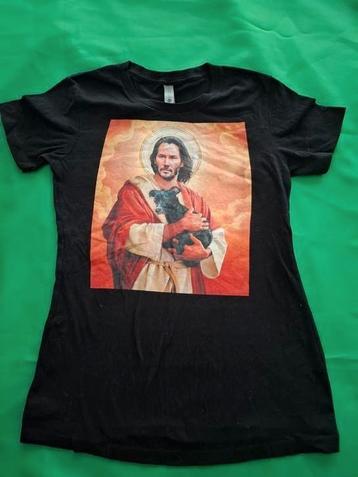 Top Keanu Reeves als heilige met hond maat S Fanshirt  beschikbaar voor biedingen