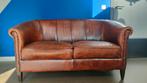 Vintage leren tweezitsbank, Huis en Inrichting, Ophalen, Gebruikt, Minder dan 75 cm, Vintage
