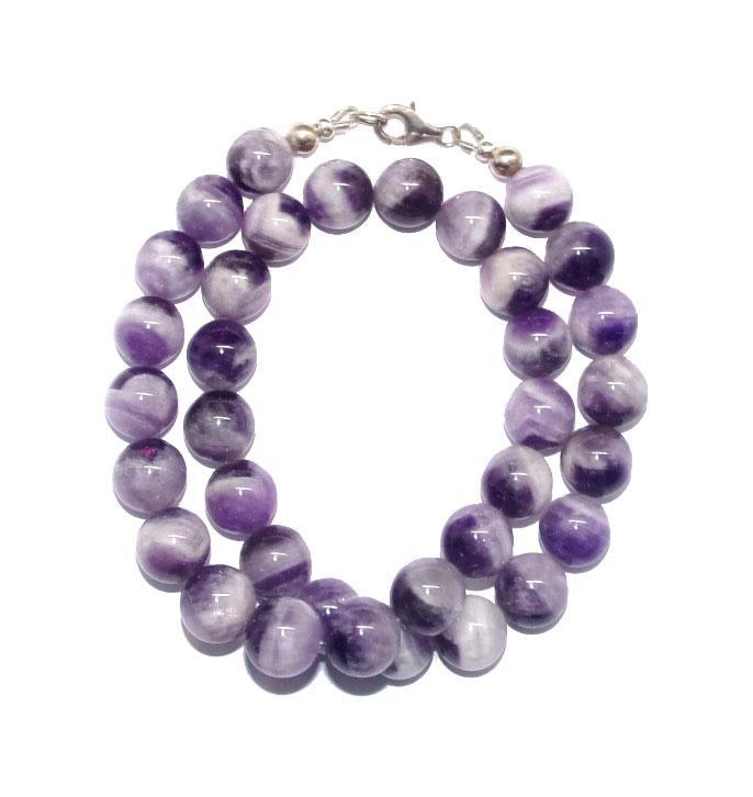 Halsketting Amethist  Kralen 12 mm 925 sterling zilver, Verzamelen, Mineralen en Fossielen, Mineraal, Ophalen of Verzenden