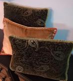 3 stuks zware kwaliteit vintage sierkussens, Huis en Inrichting, Woonaccessoires | Kussens, Ophalen of Verzenden, Groen, Vierkant