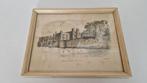 oude tekening ets of print in lijst leeds castle, Antiek en Kunst, Ophalen of Verzenden