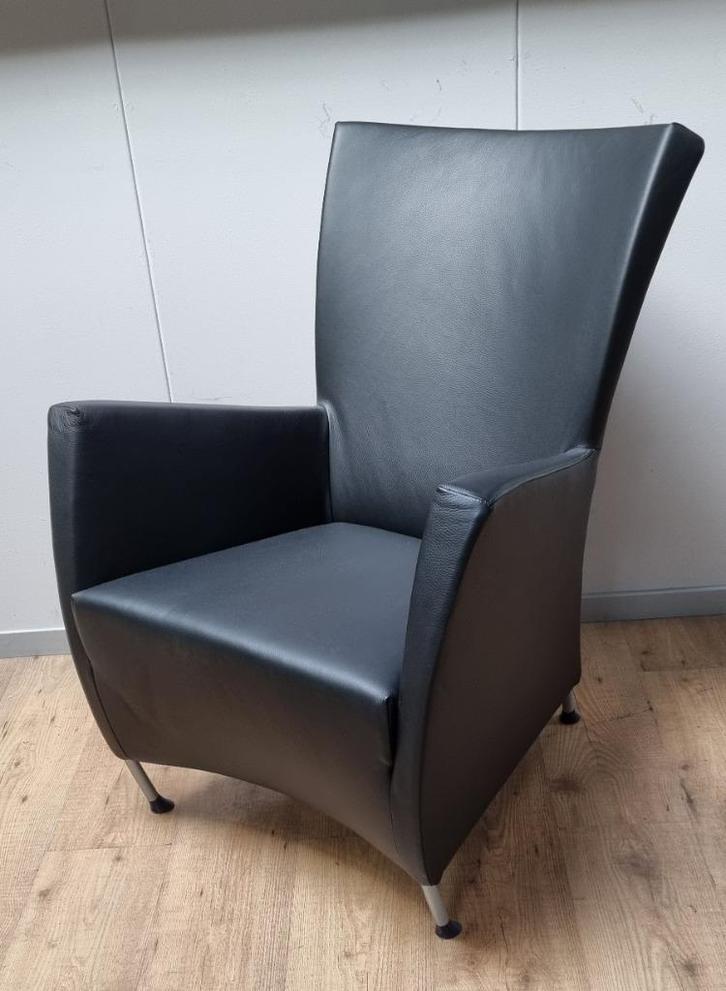 Montis Windy fauteuil Refurbished / nieuw leder Nero - Black, Huis en Inrichting, Fauteuils, Nieuw, Leer, Metaal, 50 tot 75 cm