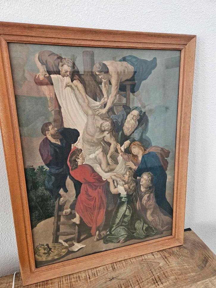 Fraaie lijst met religieuze prent, Antiek en Kunst, Antiek | Religie, Ophalen of Verzenden