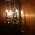 kroonluchter groen ijzer met glazen pegels, Ophalen, Gebruikt