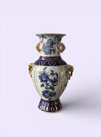 Vintage Chinese vaas met bloemmotieven, Ophalen of Verzenden