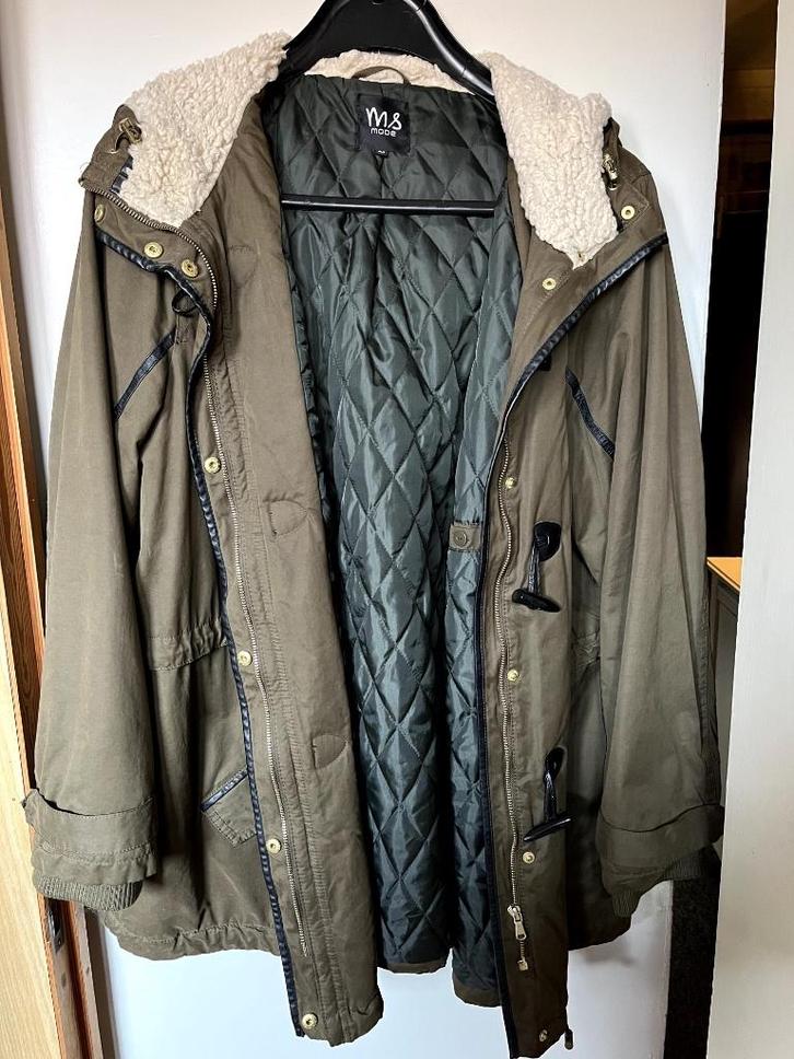 Olijfgroene houtje-touwtje winterjas maat 54 (MS Mode), Kleding | Dames, Grote Maten, Zo goed als nieuw, Jas of Mantel, Groen
