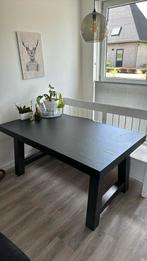 Eetkamertafel met stalen onderstel, Huis en Inrichting, 50 tot 100 cm, Gebruikt, Rechthoekig, Ophalen