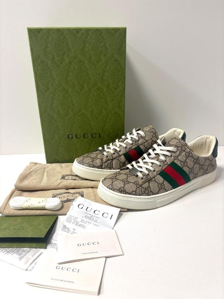 GUCCI ace runners sneakers  Maat 40,5, Kleding | Dames, Schoenen, Zo goed als nieuw, Sneakers of Gympen, Grijs, Ophalen of Verzenden
