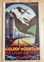 trein PULLMAN Express Golden Mountain Metalen Wandbord, Verzamelen, Spoorwegen en Tramwegen, Nieuw, Trein, Verzenden