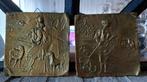 Twee antieke latoen koperen plaatjes, Antiek en Kunst, Antiek | Koper en Brons, Ophalen of Verzenden, Koper