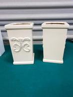 Bloempotten van aardewerk, wit, vierkant, met afbeelding, 2, Ophalen of Verzenden, 'T Olde Gre-j, Info@toldegrej.nl, Endepoelstraat 20f Didam