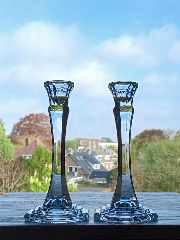 Stel Kandelaars Bleikristall, Antiek en Kunst, Antiek | Kandelaars, Kristal, Ophalen of Verzenden