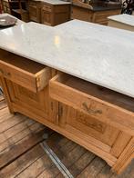 Landelijk Frans eiken kast commode met marmer, Antiek en Kunst, Ophalen