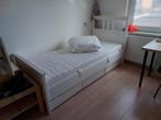 Hemnes bed inclusief opberglades en matras. Gebruikt, maar n, Gebruikt, Eenpersoons, Wit, Ophalen of Verzenden