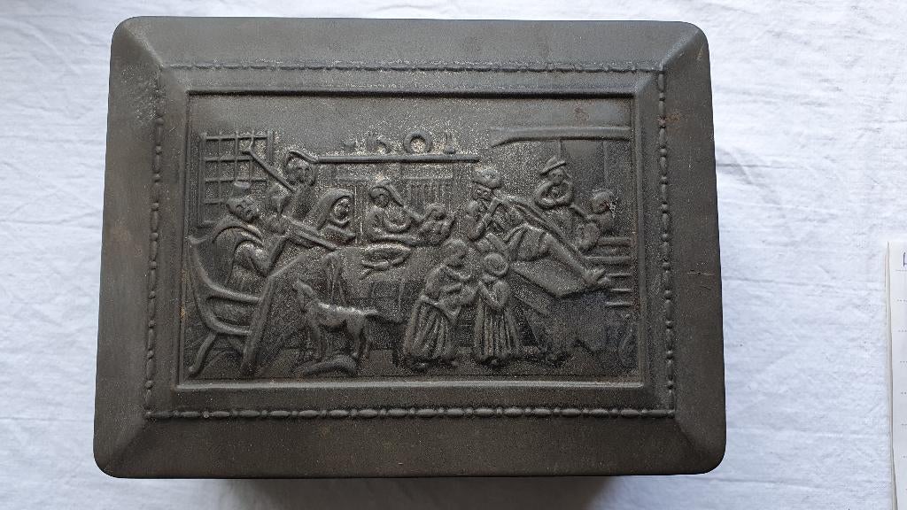 Vintage Tabak blik - huiselijk tafereel - Anticos #037, Verzamelen, Blikken, Ophalen of Verzenden, Gebruikt, Overige, Overige merken