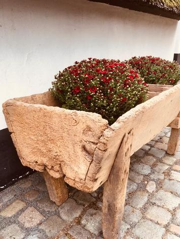 Héél oude, houten trog / voedertrog / voederbak  beschikbaar voor biedingen