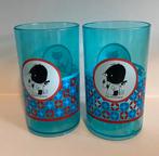 2 Blauwe kunststof bekers met Janneke en Siepie.Hoogte 11 cm, Ophalen of Verzenden, Zo goed als nieuw