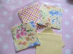 stof/patchwork/Laura Ashley/geel/roze/katoen/quilts/vierkant, Nieuw, Ophalen of Verzenden, Katoen, Roze