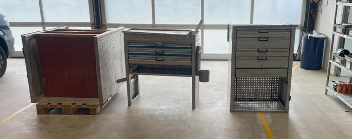 Werkplaatsrekken / Wageninrichting – 3 stuks, Hobby en Vrije tijd, Elektronica-componenten, Gebruikt, Ophalen