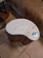 Bijzettafel "Mari" travertin met hout, Ophalen of Verzenden, Nieuw, Hout