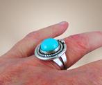 Prachtige NAVAJO zilveren ring ronde turquoise M17,5/18!, 18 tot 19, Verzenden, Ssiesvintagesieraden@gmail.com, Zo goed als nieuw