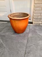 Grote Aardewerk stenen bloempot buiten plantenbak, Tuin en Terras, Bloempotten, 25 tot 40 cm, Gebruikt, Tuin, Rond