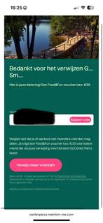Food en fun voucher Centerparcs, Tickets en Kaartjes, Kortingen en Cadeaubonnen, Drie personen of meer, Kortingsbon, Bungalowpark