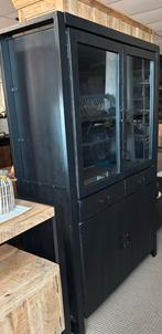 Kast Britt zwart hoog, Huis en Inrichting, Kasten | Vitrinekasten, 100 tot 150 cm, Kringloopehb41@hotmail.com, Glas, Met deur(en)