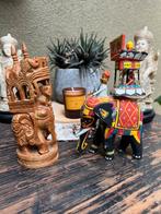 India houtsnijwerk olifant set Indiase beelden hout, Ophalen of Verzenden