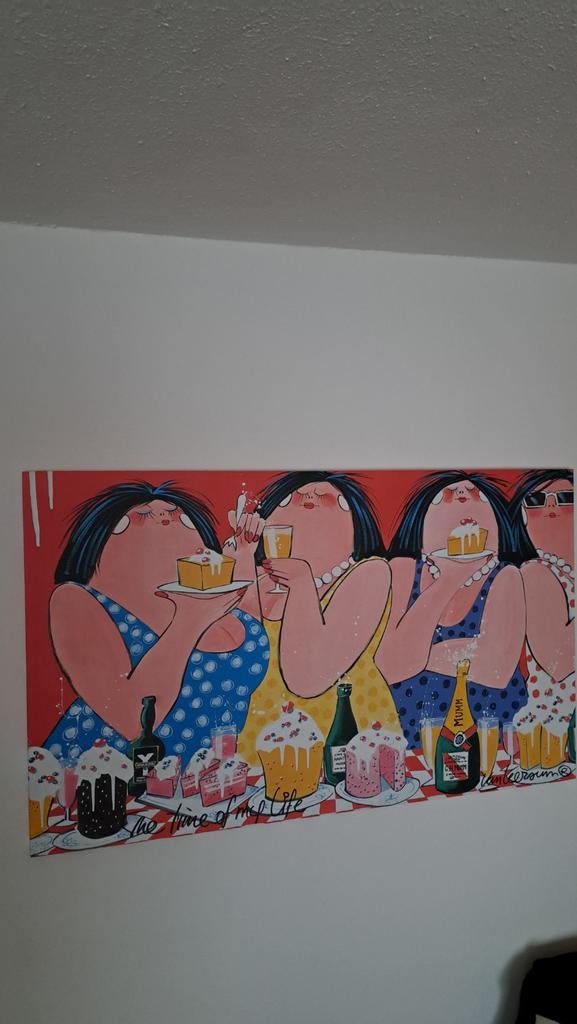 Schilderij: Vrouwen met taart en champagne, Ophalen