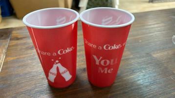 Coca Cola, plastic drinkbekers, set met twee