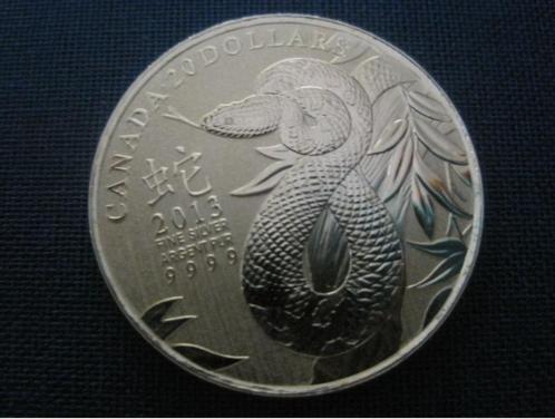 Canada - 20 Dollars 2013 - Year of the Snake, Postzegels en Munten, Munten | Amerika, Losse munt, Noord-Amerika, Zilver, Verzenden
