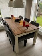 Teakhouten eethoek met 6 stoelen - Ouddorp, Huis en Inrichting, Tafels | Eettafels, Ophalen, Gebruikt, Teakhout, 50 tot 100 cm
