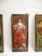 3 goebel Mucha schilderijen raam hangers edelstenen reeks, Antiek en Kunst, Ophalen of Verzenden