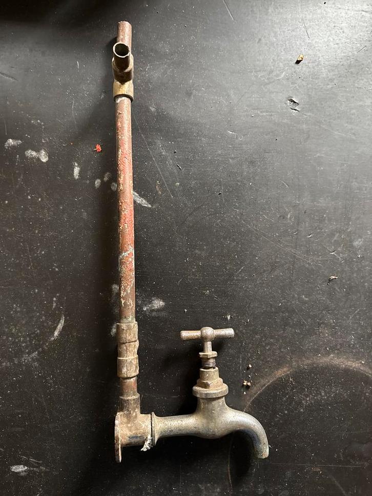 Koperen Kraan met Buis - Vintage Look, Doe-het-zelf en Verbouw, Sanitair, Gebruikt, Kraan, Koper, Ophalen of Verzenden