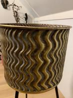 Koperen bloempot op poten, Rond, Binnen, Zo goed als nieuw, Metaal