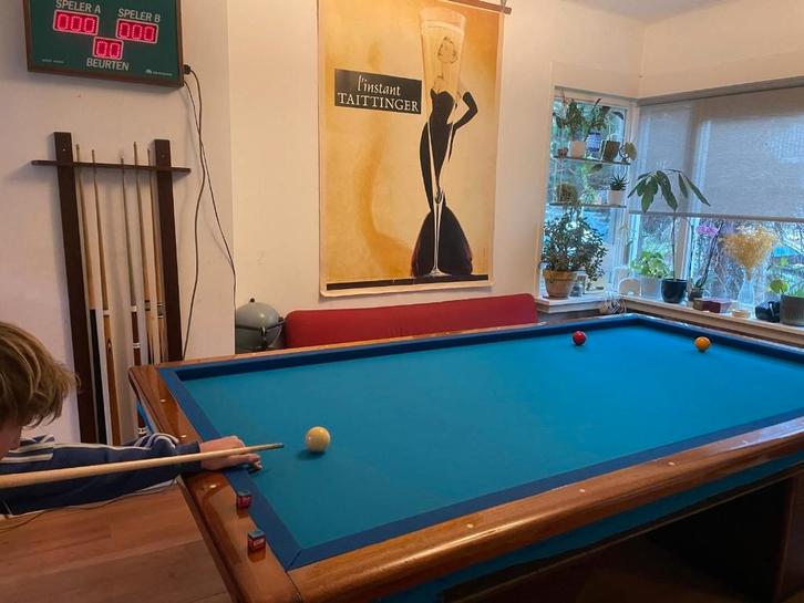 Professioneel Wilhelmina biljart - compleet, Sport en Fitness, Biljarten en Poolen, Gebruikt, Biljarttafel, Ophalen