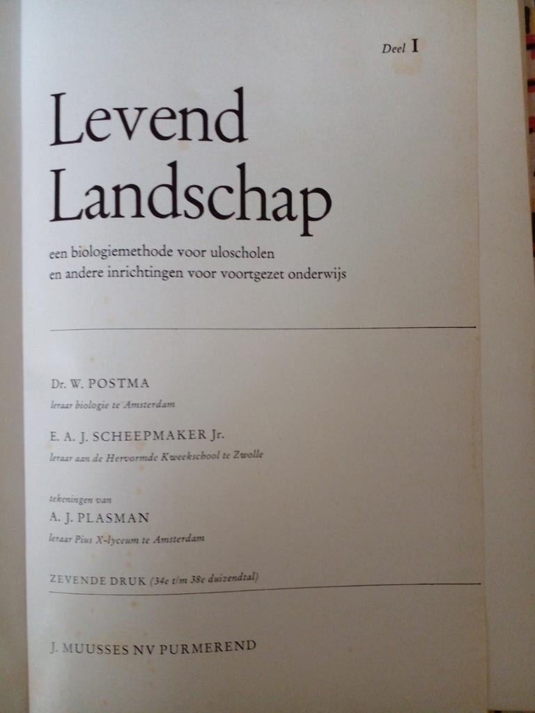 Levend Landschap - Biologiemethode voor Ulo, Gelezen, Dr. W. Postma, E.A.J. Scheepmaker Jr., Ophalen of Verzenden, Beta