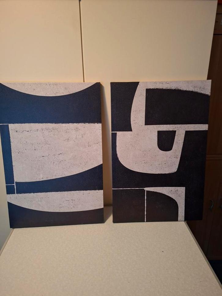 Twee Abstracte Schilderijen, Huis en Inrichting, Woonaccessoires | Overige, Ophalen of Verzenden