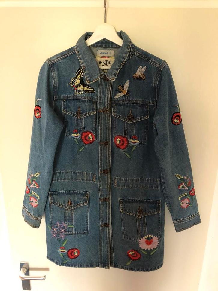 Desigual toffe lange spijkerjas maat 42, Kleding | Dames, Jassen | Zomer, Zo goed als nieuw, Maat 42/44 (L), Blauw, Ophalen of Verzenden