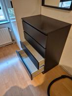 Zwarte ladekast met 4 laden - MALM IKEA, Gebruikt, 3 of 4 laden, Minder dan 100 cm, Modern