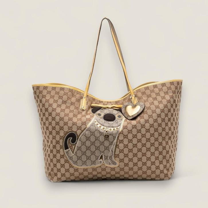 Gucci GG Supreme Pug tote origineel, Sieraden, Tassen en Uiterlijk, Tassen | Damestassen, Gebruikt, Shopper, Beige, Ophalen of Verzenden