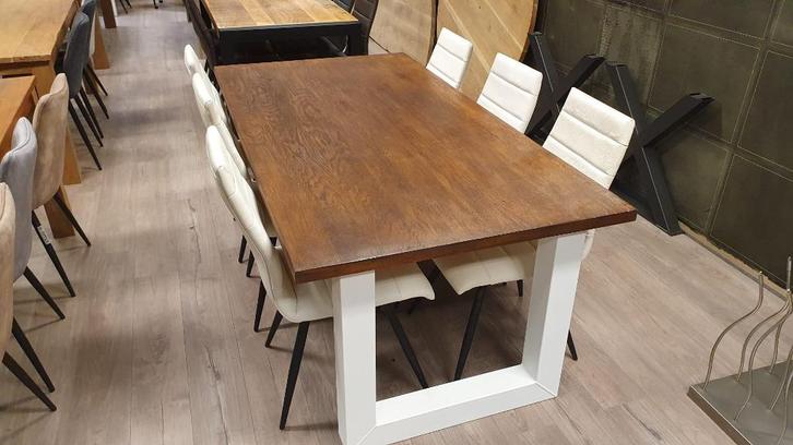 Bruine oud eiken eettafel van 200x103cm, Huis en Inrichting, Tafels | Eettafels, Nieuw, 100 tot 150 cm, 200 cm of meer, Vijf personen of meer