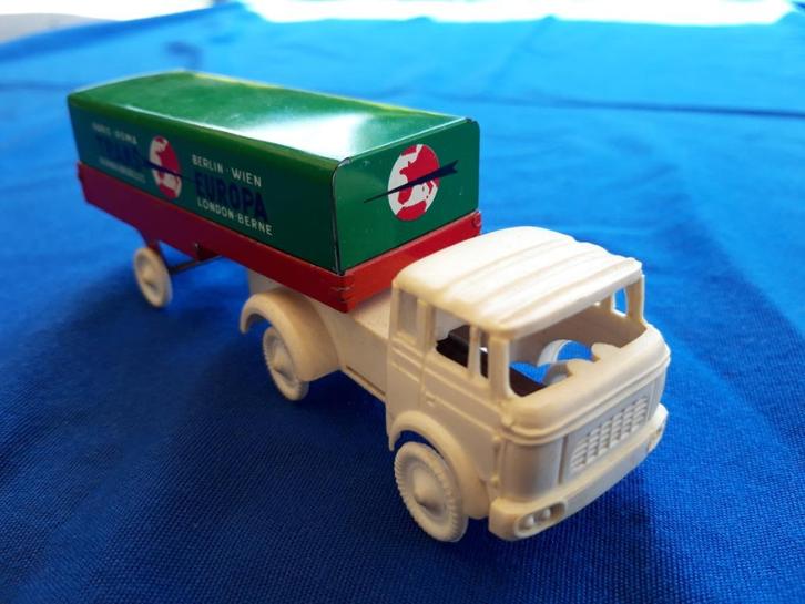 Berliet trekker met oplegger - Vintage - VINTAGE - Sesame, Antiek en Kunst, Antiek | Speelgoed, Ophalen of Verzenden
