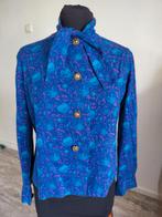 Vintage blouse met strik, Kleding | Dames, Blouses en Tunieken, Ophalen of Verzenden, Zo goed als nieuw, Maat 38/40 (M), Blauw